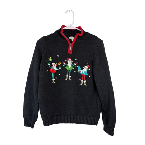 Christopher Banks Sweaters - Christopher Banks Christmas Sweater Womens Size S Santa Embroidered Quarter Zip
